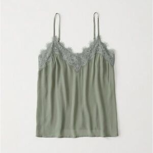 Abercrombie & Fitch Light Olive Green Lace Trim Camisole